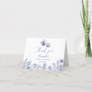 Tea Time Toile Themed Baby Shower Thank You Card