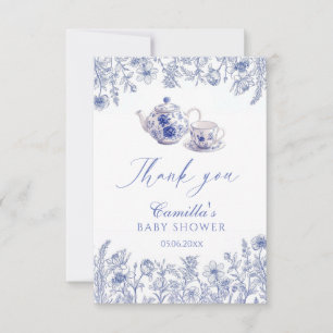 Tea Time Toile Themed Baby Shower Thank You Card