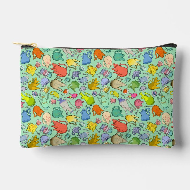 Tea Time, Unbirthday Party, small mint zipup Accessory Pouch (Front)