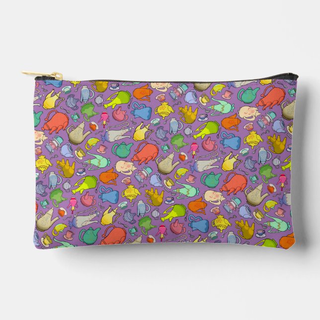 Tea Time, Unbirthday Party, small purple zipup Accessory Pouch (Front)