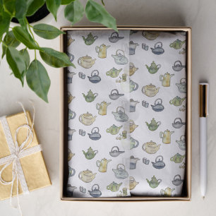 Tea Time Watercolor Teapots Hand-painted Art Tissue Paper