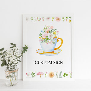 Tea Time Whimsical Wildflower Custom Sign