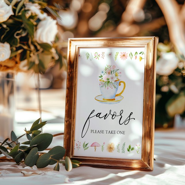 Tea Time Whimsical Wildflower Favours Sign (Creator Uploaded)