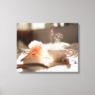 Tea Time with a good book Canvas Print