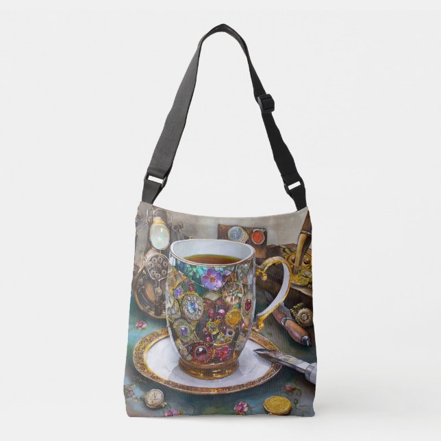 Tea Time With The Time Traveller Crossbody Bag (Front)