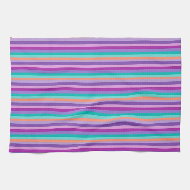 Tea Towel 40.6 cm x 61 cm Purple Blue Stripes (Horizontal)