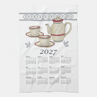 Tea Towel Calendar 2027 Cups-Teapot White