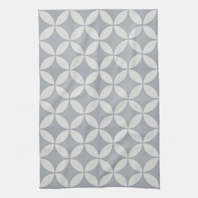 Tea Towel - Grey Petal Pattern (Vertical)