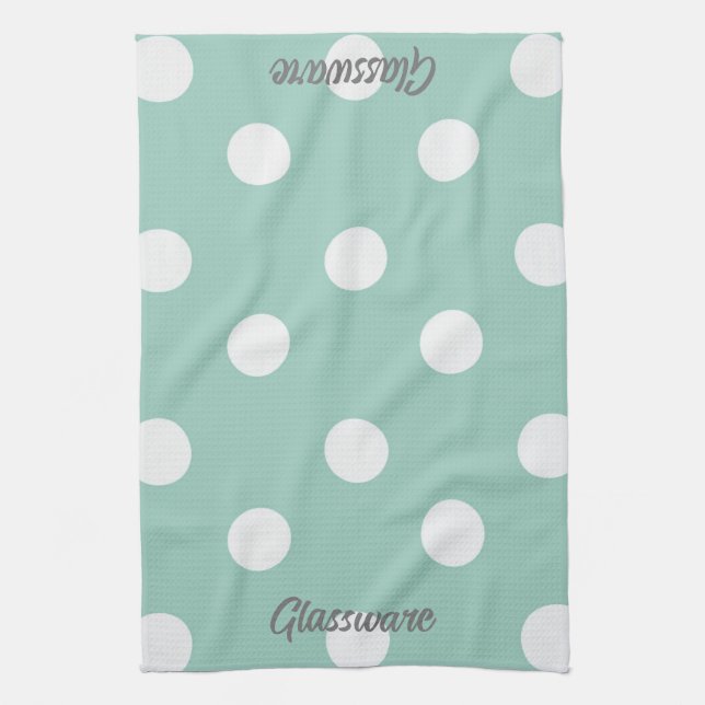 Tea Towel - Light Blue Polka Dots (Vertical)