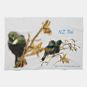 Tea towel NZ Tui Bird