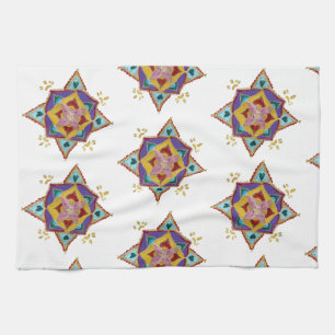 Tea Towel Pink Yellow Mandala