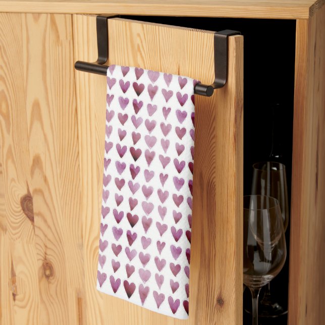 Tea Towel - Purple Hayes Love Hearts (Thirds Fold)