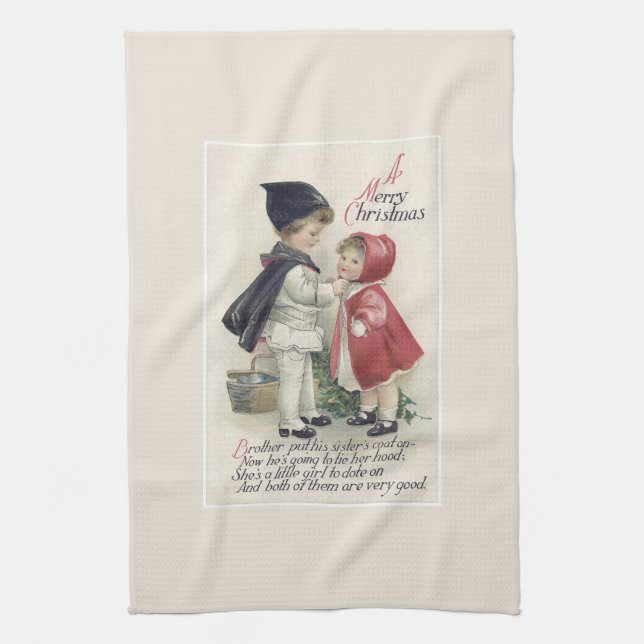 TEA TOWEL : VINTAGE CHRISTMAS CHILDREN (Vertical)