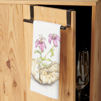 Tea towel, watercolor wildflower geranium tea towel