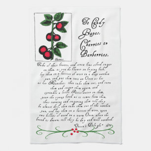 Tea Towel with Antique Recipe and Illustration