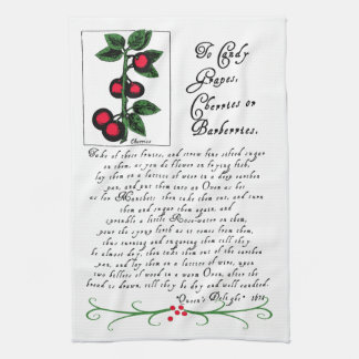 Tea Towel with Antique Recipe and Illustration