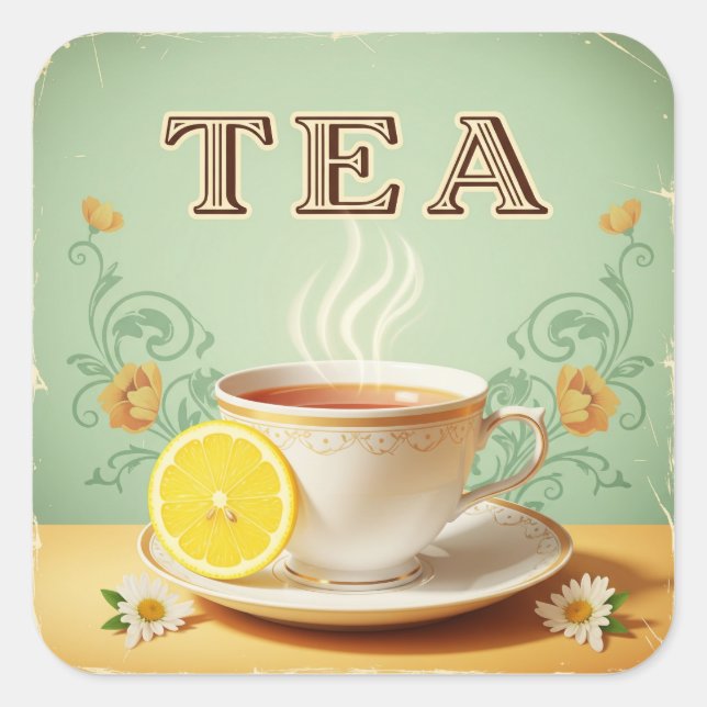  Tea, Vintage Poster by Natasha Us   Square Sticker (Front)
