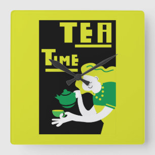 Tea Wall Art Poster Print Square Wall Clock