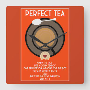 Tea Wall Art Poster Print Square Wall Clock