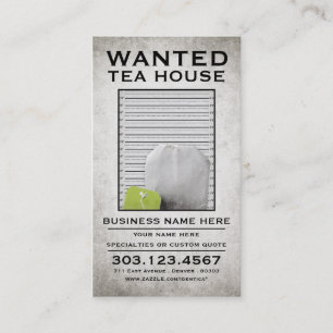 tea wanted poster business card