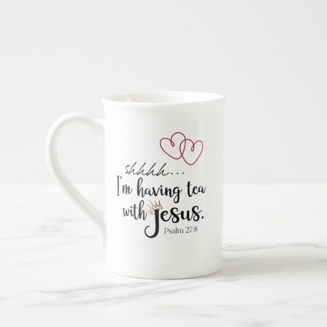 TEA WITH JESUS Christian Quiet Time Bone China Mug (Left)