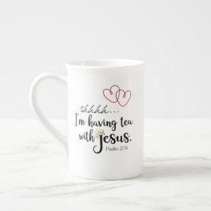 TEA WITH JESUS Funny Cute Christian Quote Bone China Mug