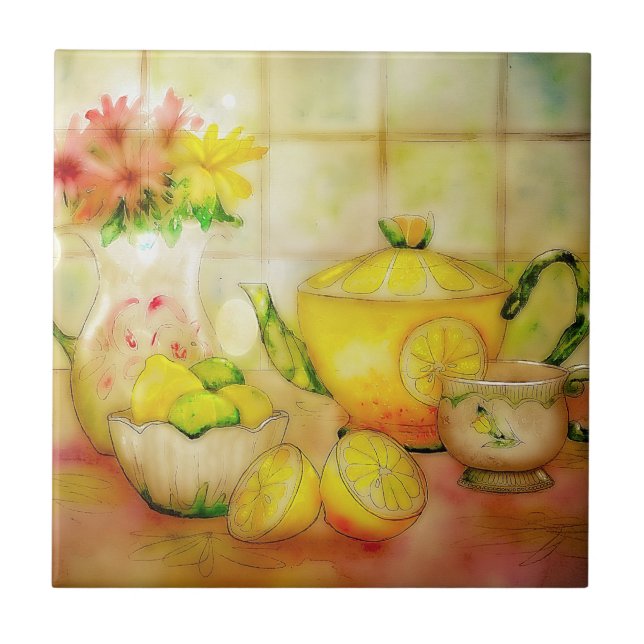 Tea with lemon Ceramic Tile (Front)