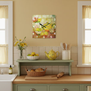 Tea with lemon square wall clock