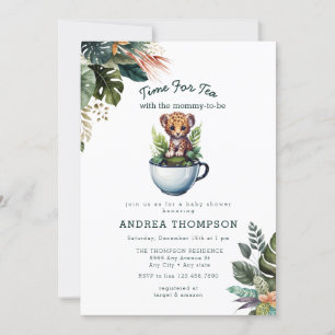 Tea with Mum Baby Safari Animal Baby Shower Invitation