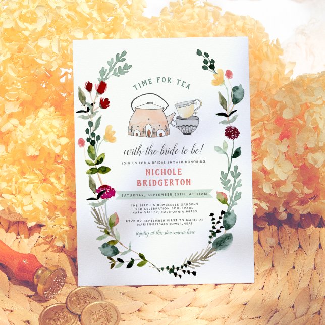 Tea With The Bride To Be | Floral Bridal Shower Invitation (Creator Uploaded)