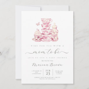 Tea with the mum to be baby shower invitation