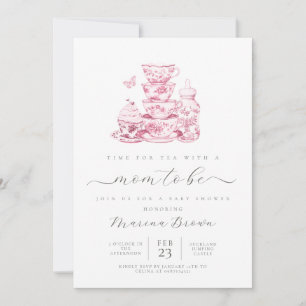 Tea with the mum to be baby shower invitation