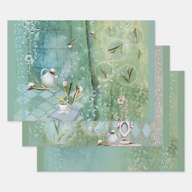 Tea with Tulips Crafting Paper Sheets (Set)