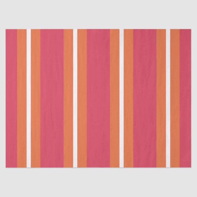 Teaberry and Mandarin Stripes Tissue Paper (Front)