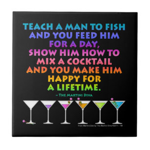 TEACH A MAN TO MIX A COCKTAIL MARTINI ZEN Coaster