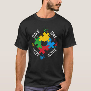 Teach Accept Love Inspire Women Men Teacher Autism T-Shirt