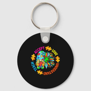 Teach accept understand love autism gnome sunflowe key ring