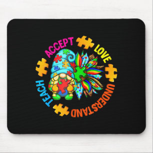 Teach accept understand love autism gnome sunflowe mouse mat