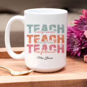 Teach Compassion Kindness ,Personalised teacher Two-Tone Coffee Mug
