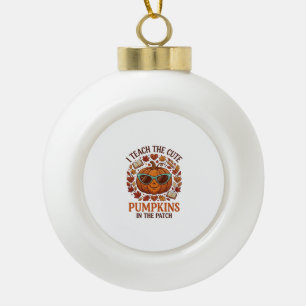 Teach Cute Pumpkins Patch Halloween Sunglasses_1 Ceramic Ball Christmas Ornament