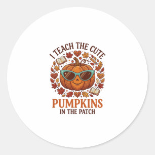 Teach Cute Pumpkins Patch Halloween Sunglasses_1 Classic Round Sticker