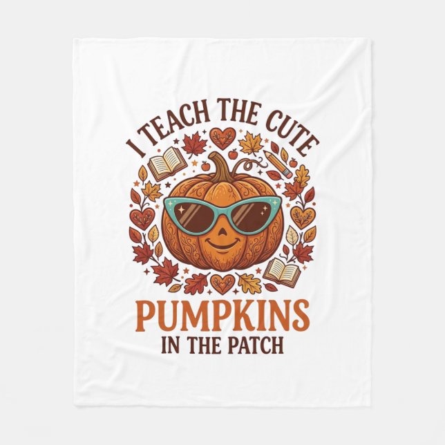 Teach Cute Pumpkins Patch Halloween Sunglasses_1 Fleece Blanket (Front)