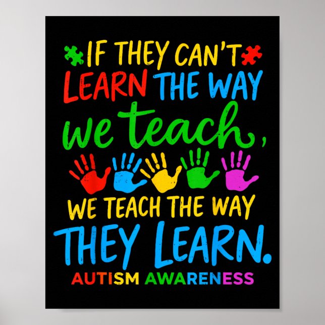 Teach Differently Autism Awareness Teacher Special Poster (Front)
