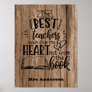 TEACH From HEART Not A BOOK TEACHERS Named Gift Poster