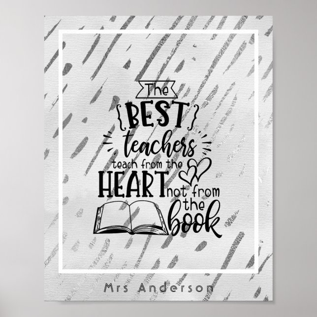 TEACH From HEART Not A BOOK TEACHERS Named Gift Poster (Front)