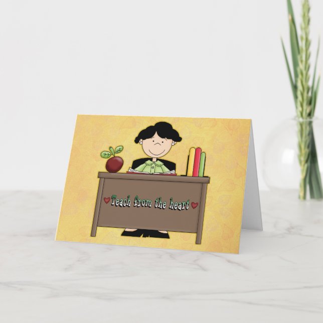 Teach From the Heart Female Teacher Appreciation Thank You Card (Front)