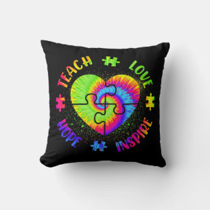 Teach Hope Love Inspire Autism Awareness Teacher T Cushion