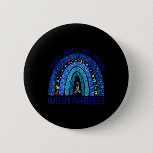 Teach Hope Love Inspire Teacher We Wear Blue Autis 6 Cm Round Badge