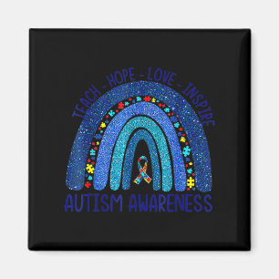 Teach Hope Love Inspire Teacher We Wear Blue Autis Magnet