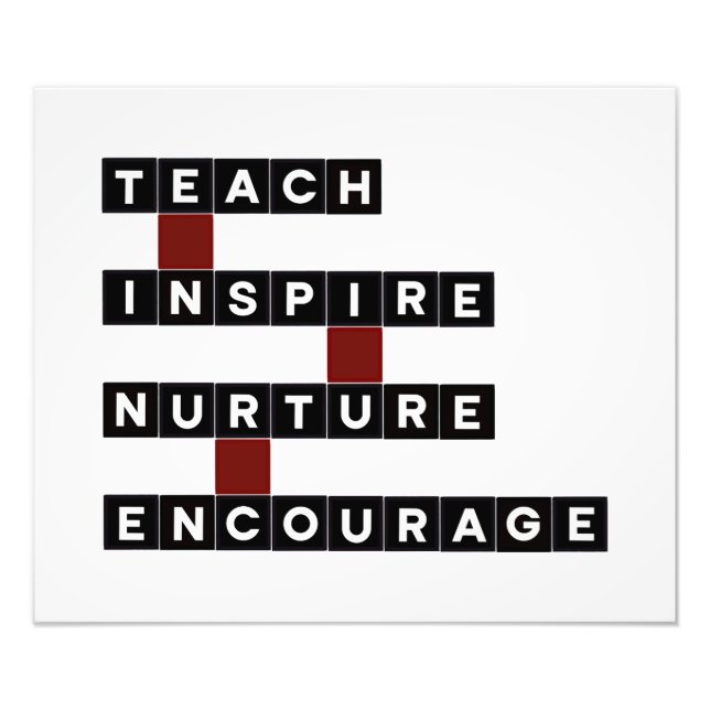 Teach Inspire Nurture Encourage Values Word Tile Photo Print (Front)